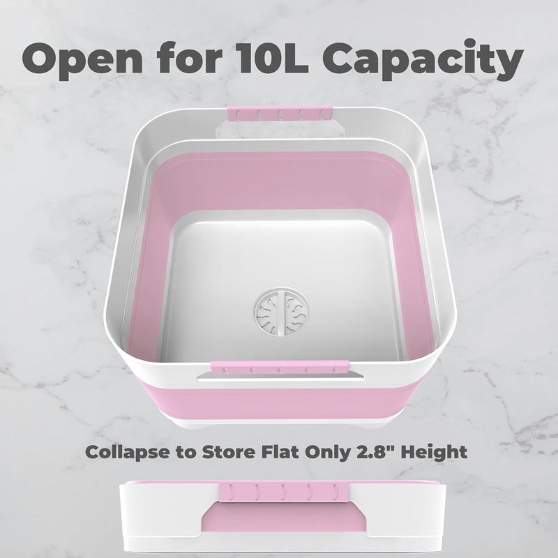 GIMWA Wash Basin for Baby Bottles, Foldable, Versatile Wash Tub for Kitchen, RV, Outdoor Camping Sink, Sturdy & Easy to Clean, Space Saving Plastic Dish tub (Pink) - Image 2